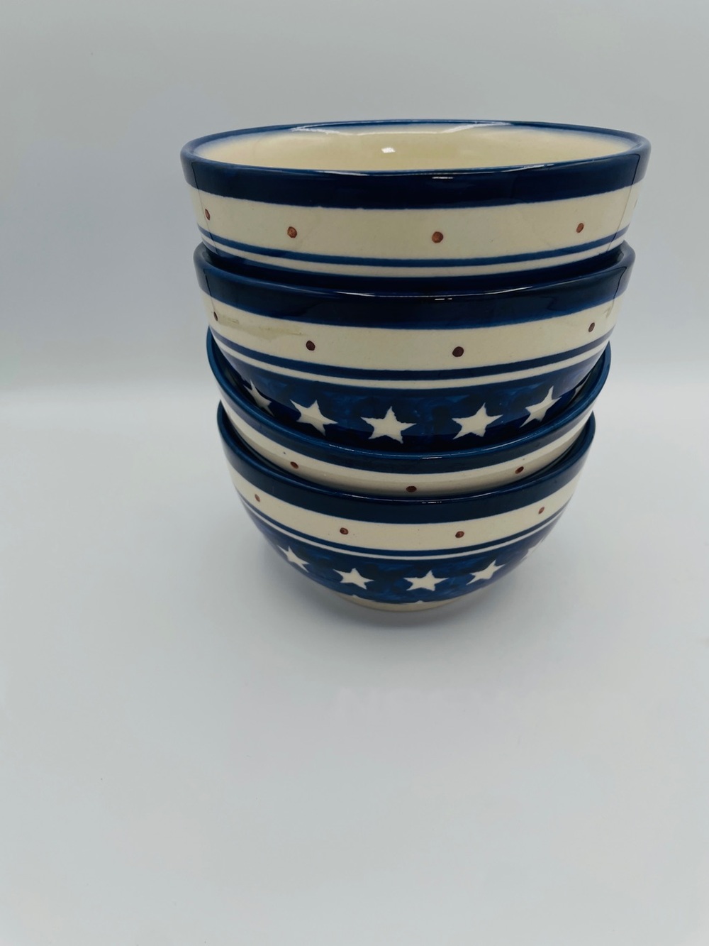 Boleslawiec Polish Pottery Set of 4 Handmade 5.25” Cereal Soup Bowls Poland
